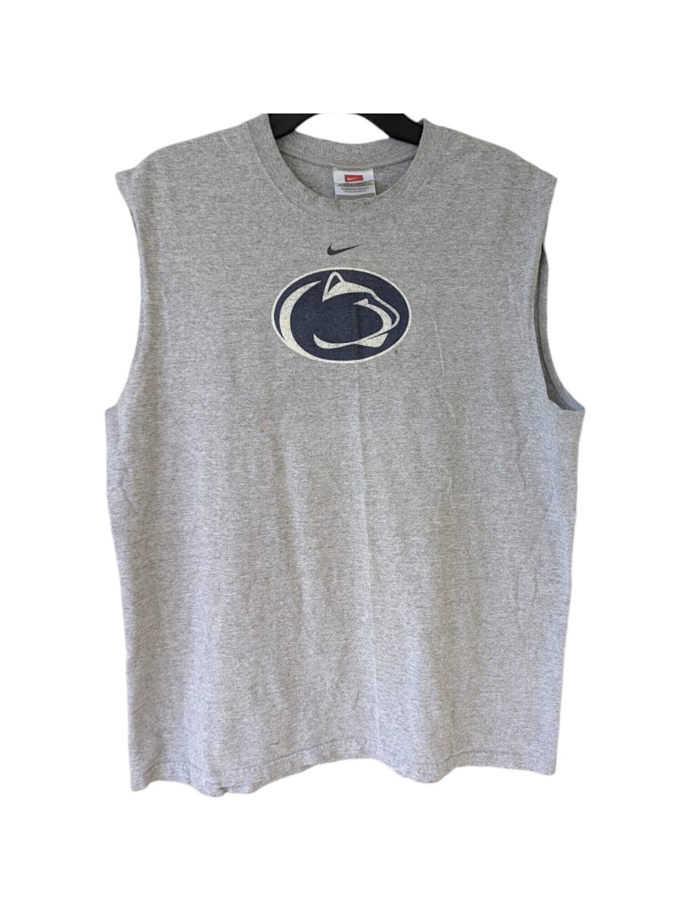 Vintage Y2K Nike Penn State Sleeveless T-Shirt Mens Large Center Swoosh 22x28